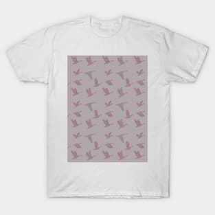 Flying Birds Pattern Violet T-Shirt